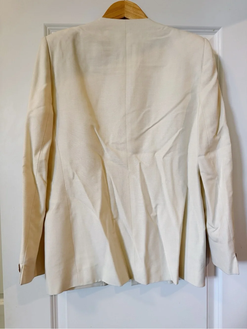 Christian Dior The Suit Cream Collarless Button Jacket - Vintage 10, Modern 6/8